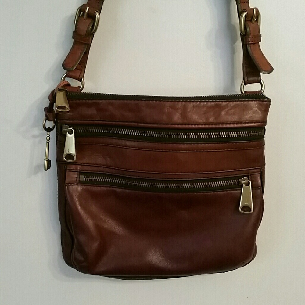 Fossil Crossbody Messenger Brown Leather